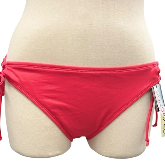 SunDazed Kylie Strappy Bikini Bottom Sun‎ Coral XL Boho Beachwear Poolside Glam - Picture 1 of 7